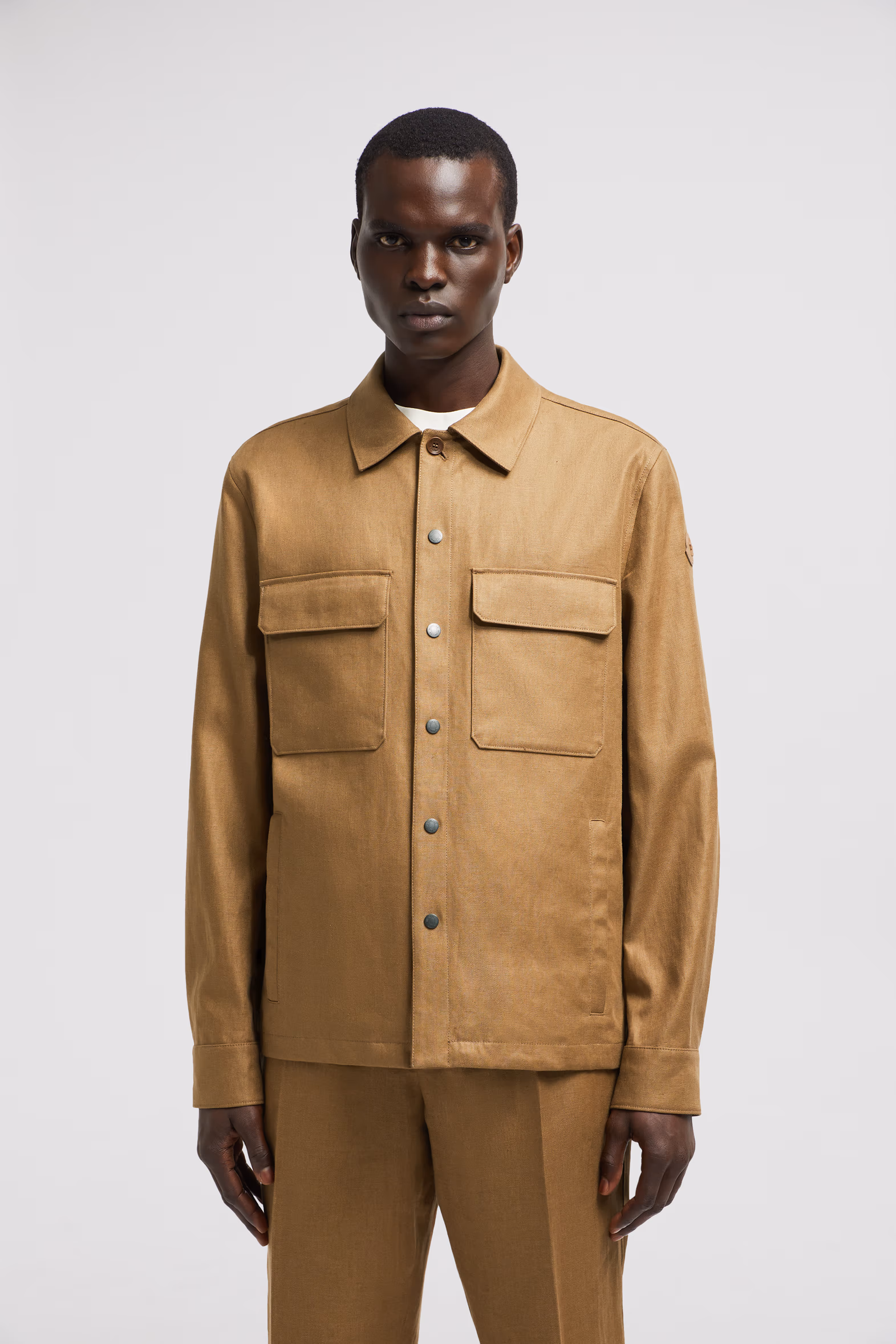 Callaqui Linen Shirt Jacket Men Brown Moncler 3